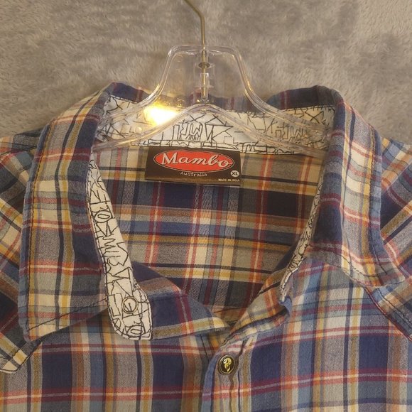 Mambo Australia Mens Shirt Western Pearl Snap Long Sleeve Pockets Plaid Multi XL - Picture 10 of 13